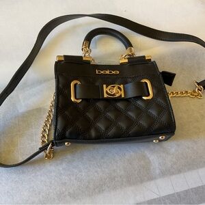 Bebe Quilted Mini Bag in Black with Gold Details